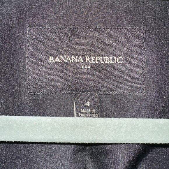 Banana Republic Jacket Belted Black White Chevron Dressy Lined Trench Womens 4 - Picture 2 of 5